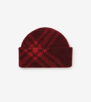 チェック モヘアウールブレンド ビーニー (オックスブラッドレッド