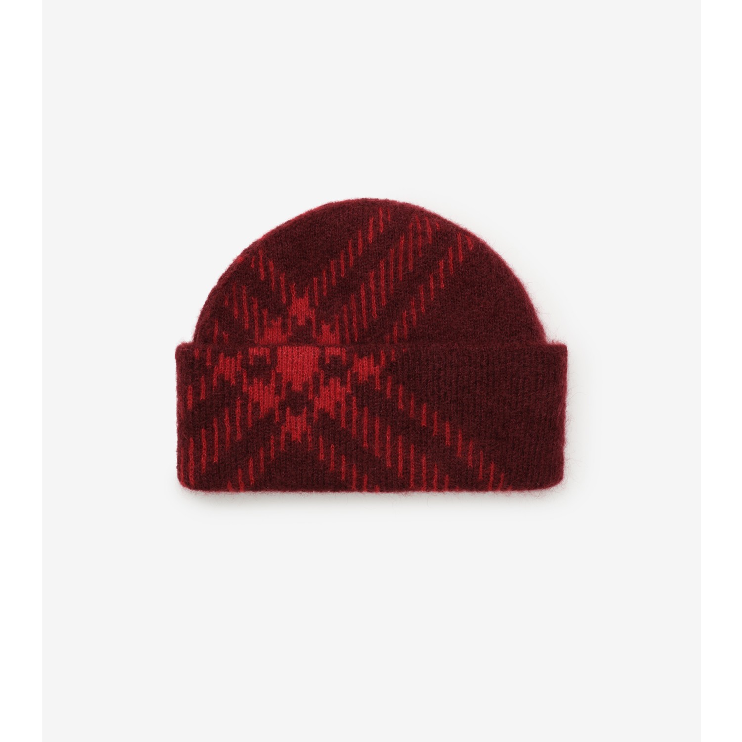 Check Mohair Wool Blend Beanie