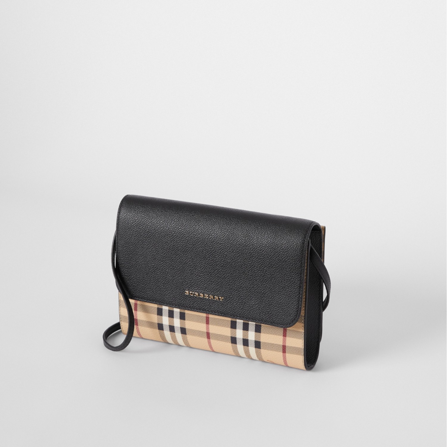 Burberry Muswell Check & Leather Crossbody Bag - Charcoal