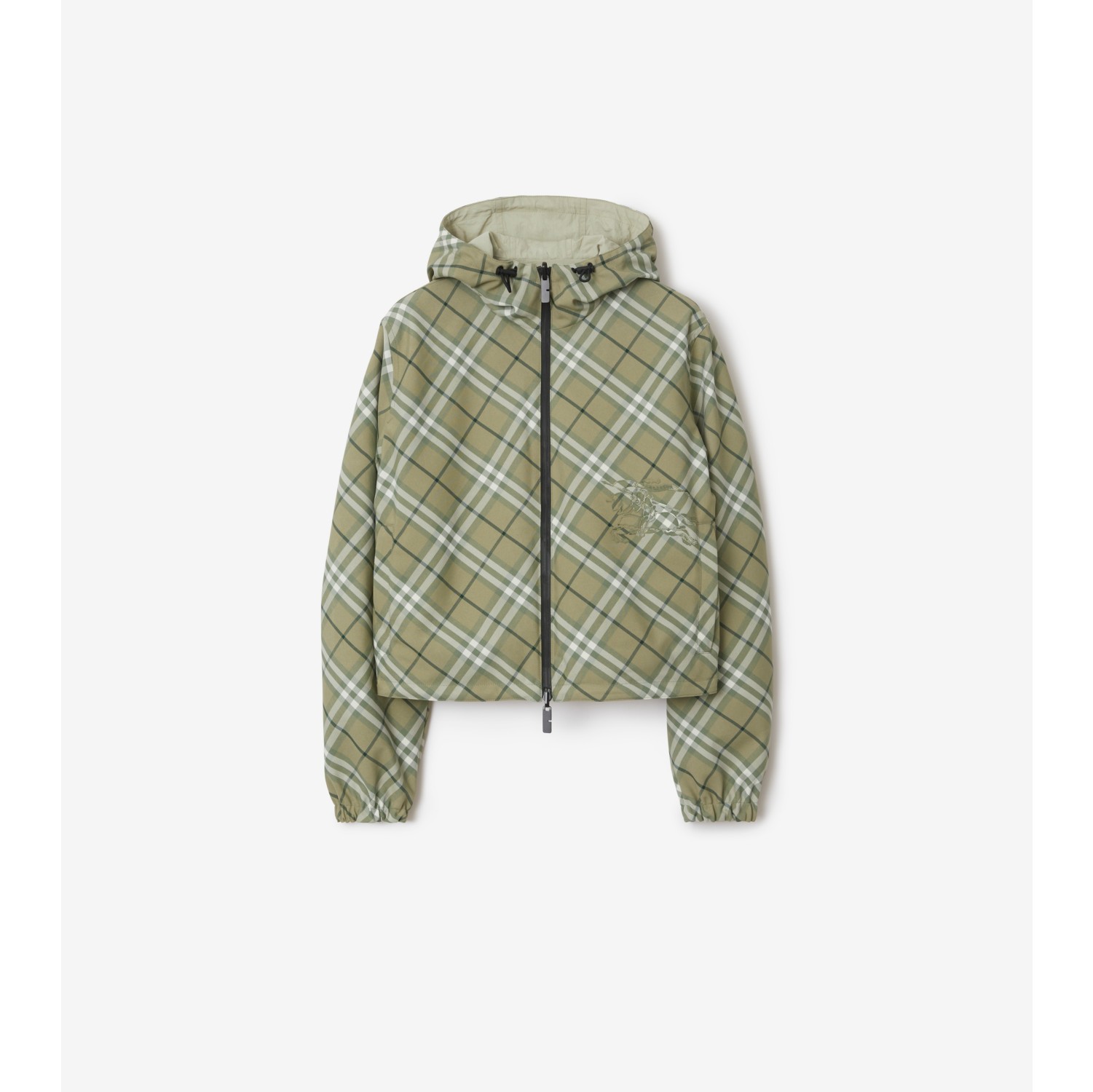 Cropped Reversible Check Jacket