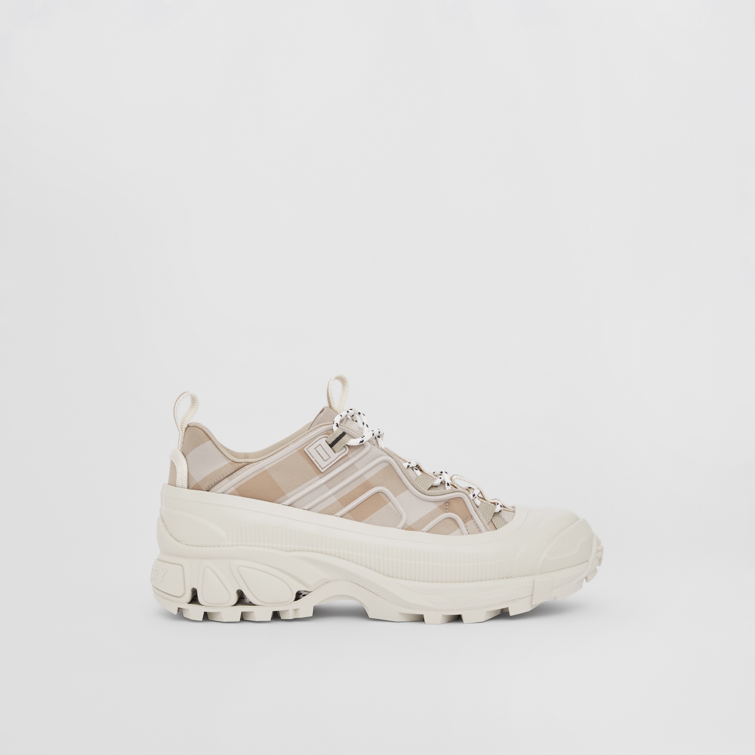 Check Cotton Arthur Sneakers in Soft Fawn - Women | Burberry® Official - 1