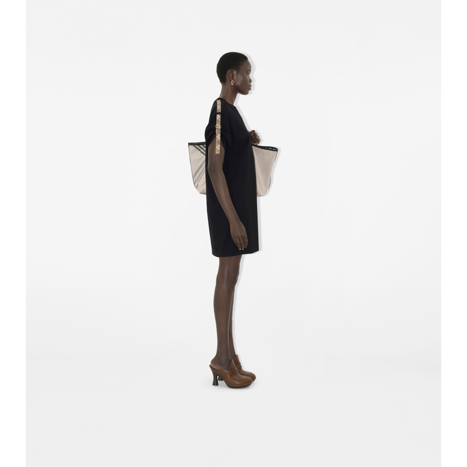 Check Trim Cotton T-shirt Dress - thumbnail 4