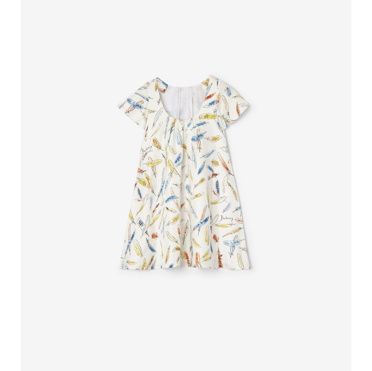 Feather Print Silk Dress