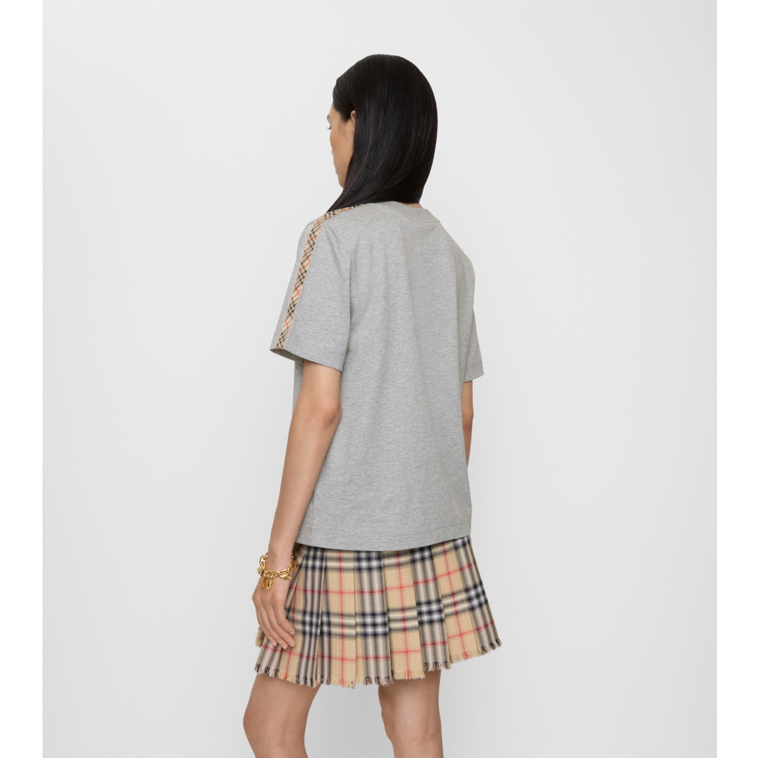 Check Trim Cotton T-shirt