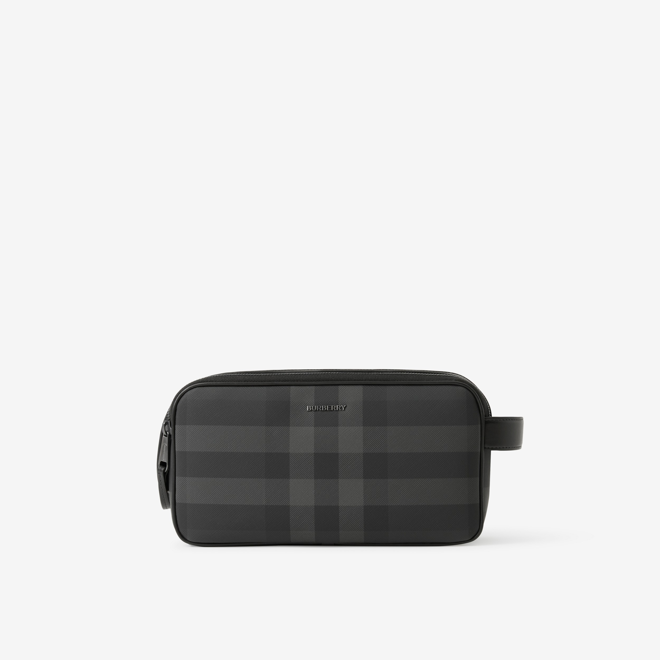 Check Travel Pouch in Charcoal | Burberry® Official - 1