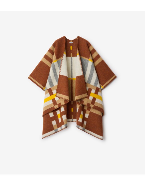 Cape en laine​ color-block Check