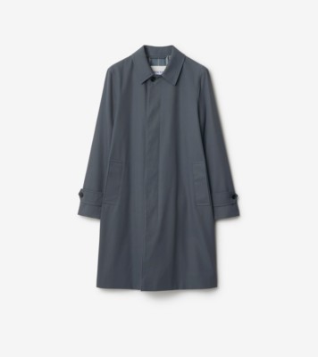 M421/BURBERRY コート 無地 ジップアップ ロング チャコールグレー ミッドレングス ウールカーコート (フラックス／サンド