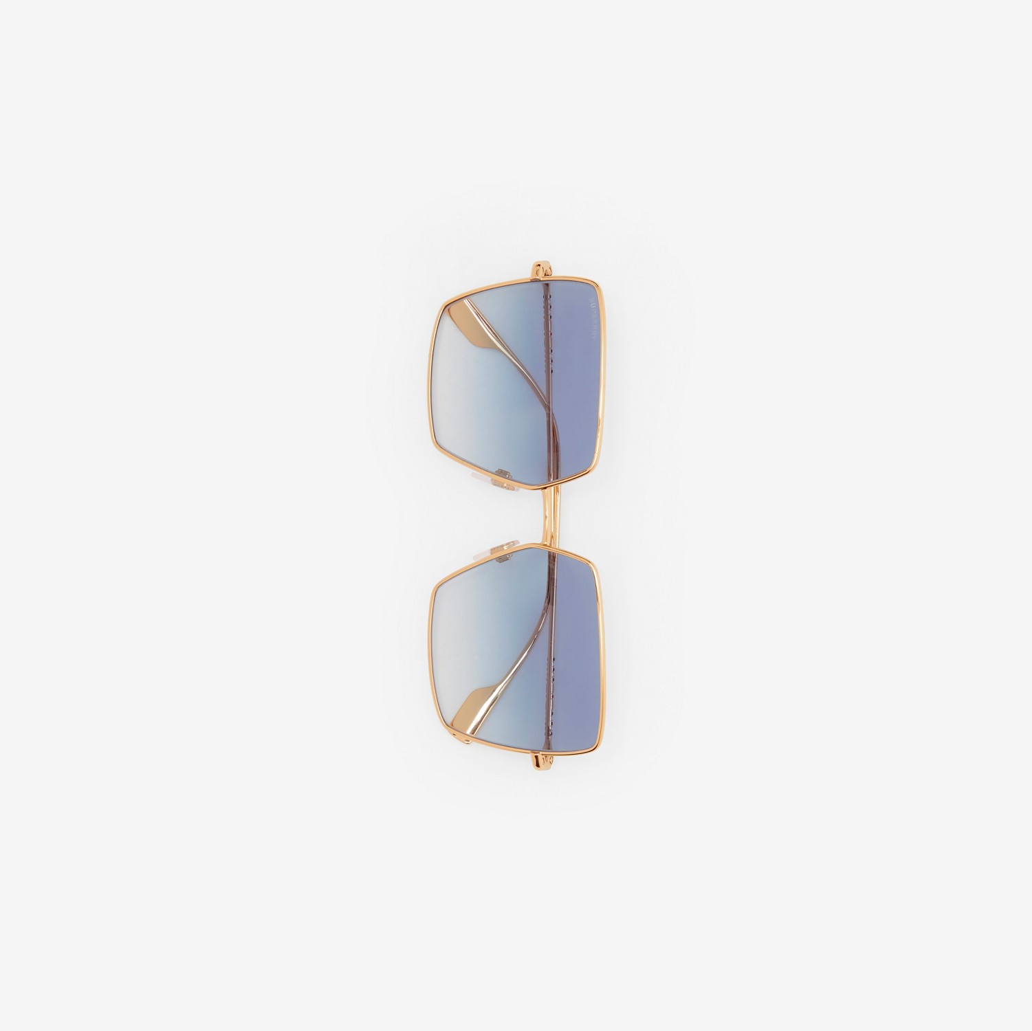 Óculos de sol com armação quadrada e detalhe de listras icônicas (Dourado Claro) - Mulheres | Burberry® oficial