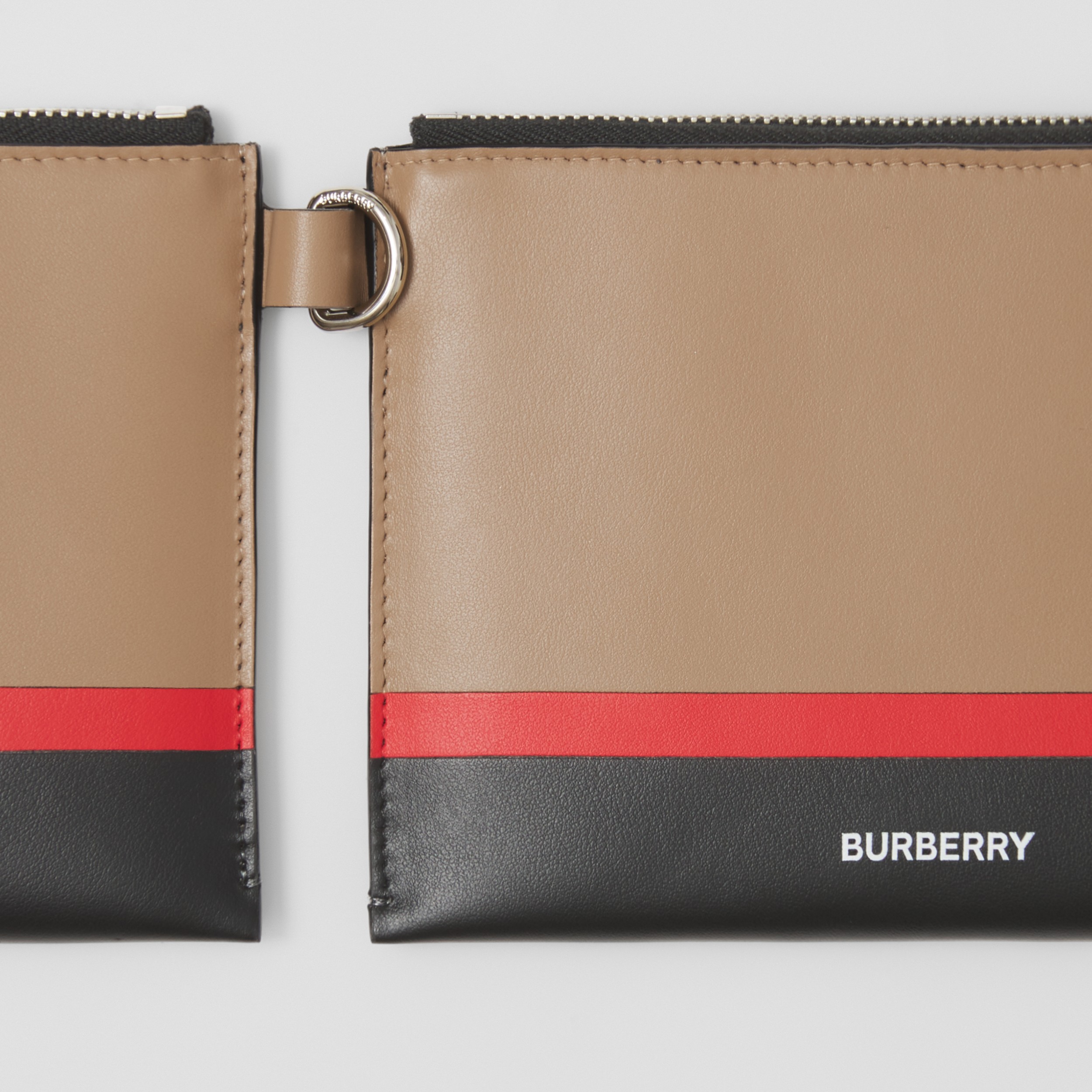 Stripe Print Link Pouch Crossbody Bag in Driftwood/black/red - Men | Burberry® Official - 2