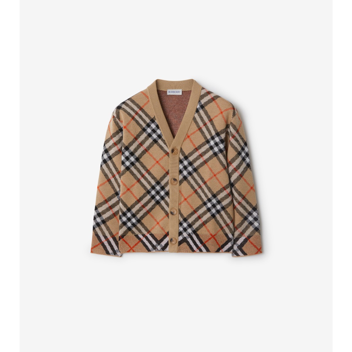 Burberry Kids'  Childrens Check Wool Cardigan In Sand