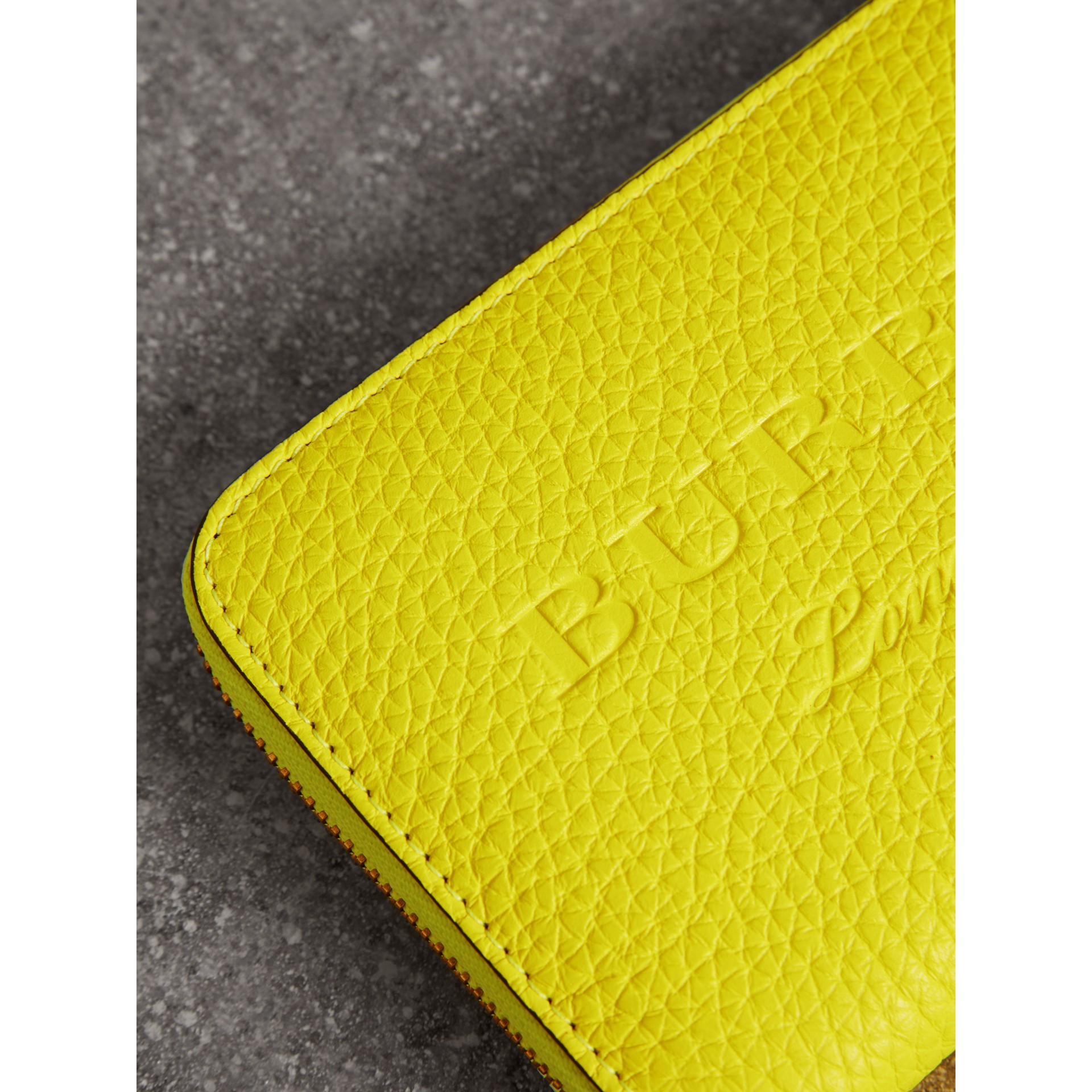 Embossed Leather Ziparound Wallet in Bright Yellow Women Burberry