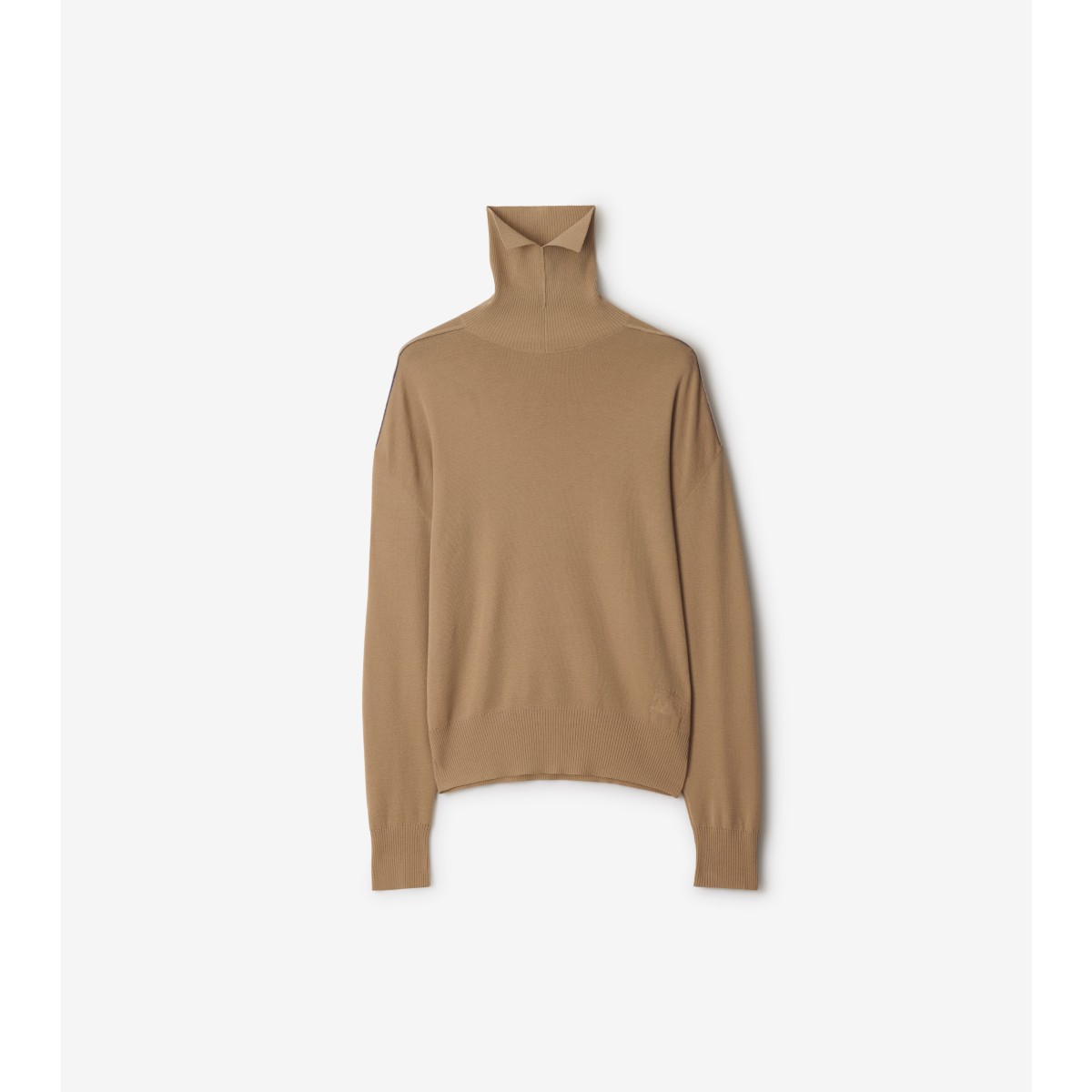 Burberry Long Sleeved Turtleneck Knitted Sweater In Flax