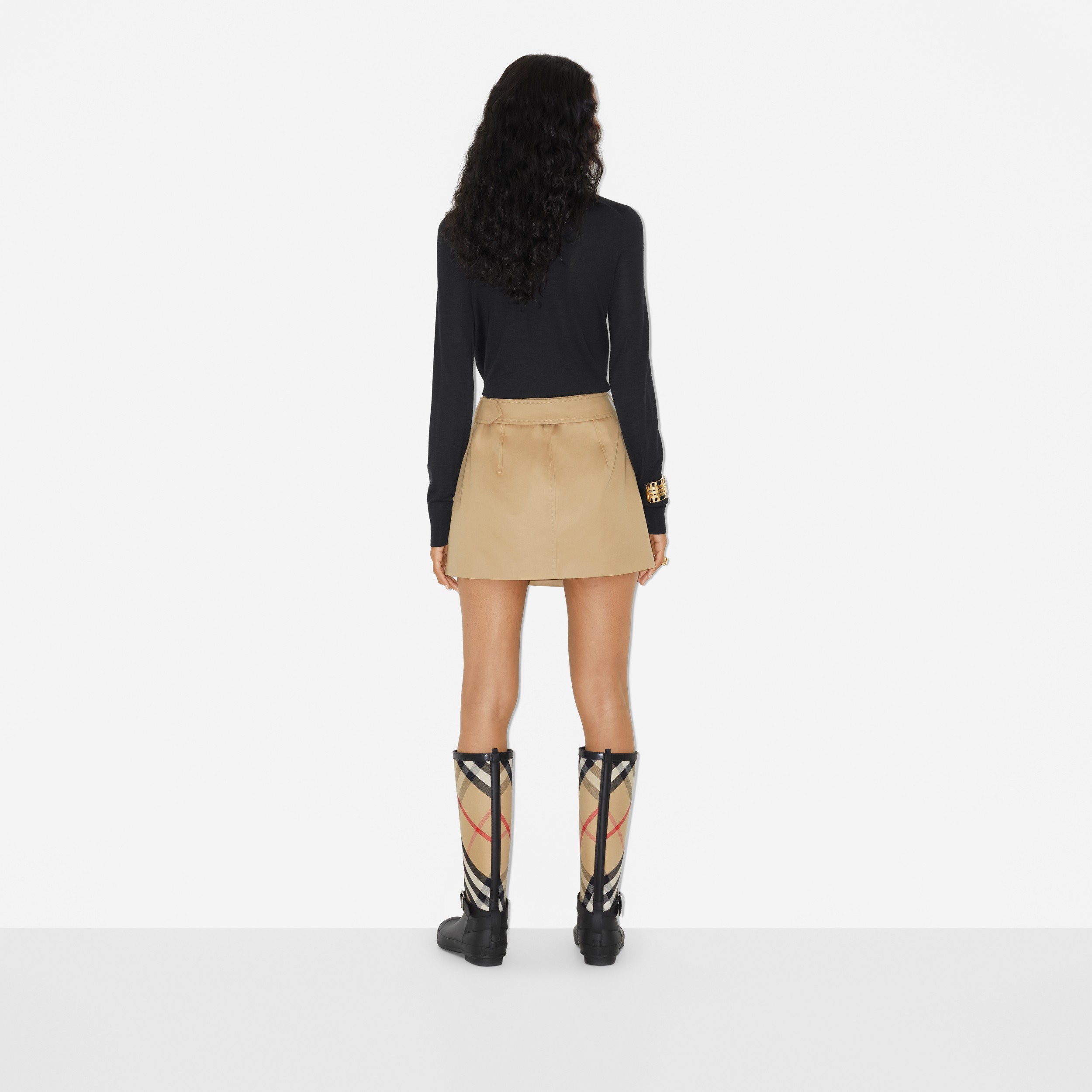 Cotton Gabardine Mini Trench Skirt in Soft Fawn - Women | Burberry® Official - 4