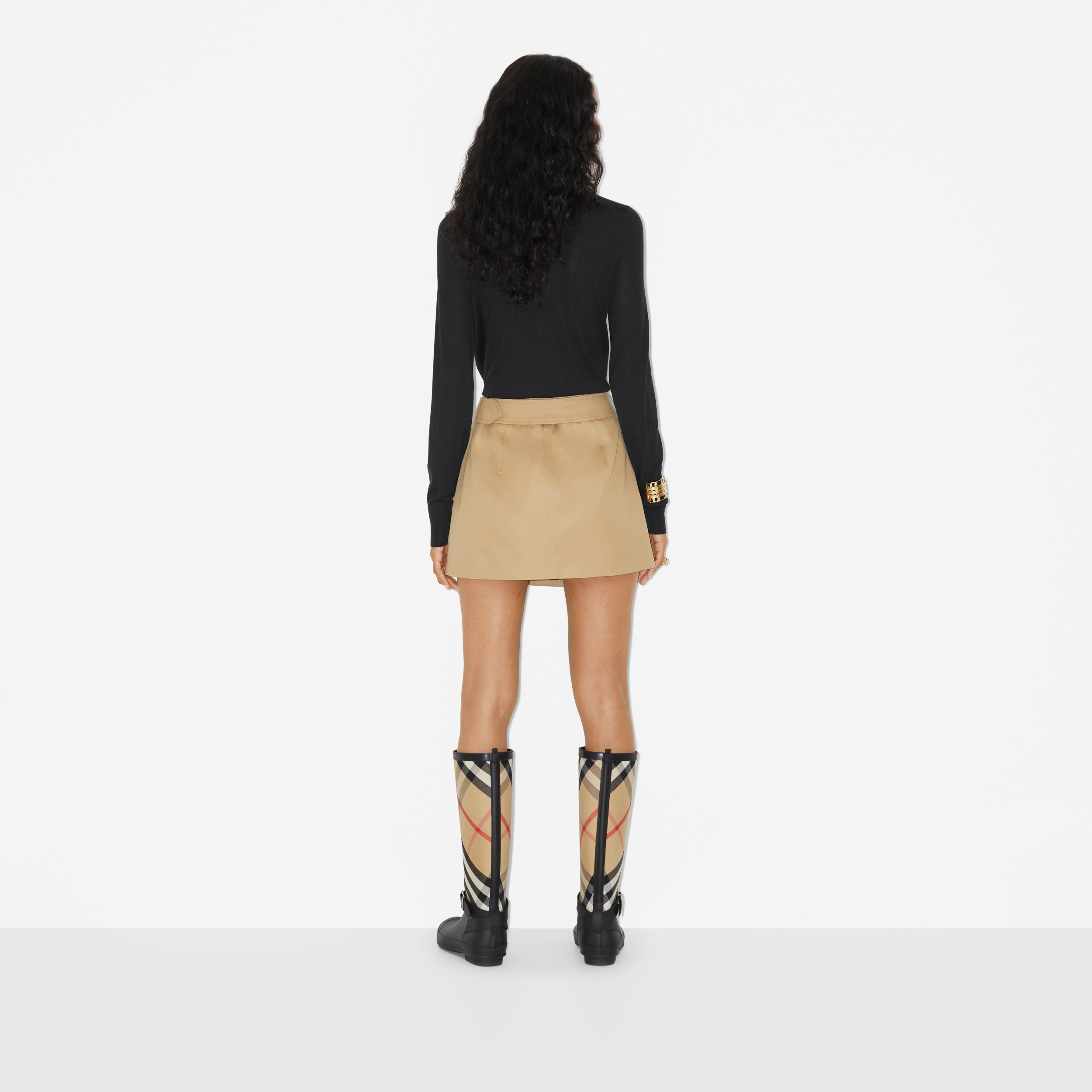 Cotton Gabardine Mini Trench Skirt in Soft Fawn - Women | Burberry ...