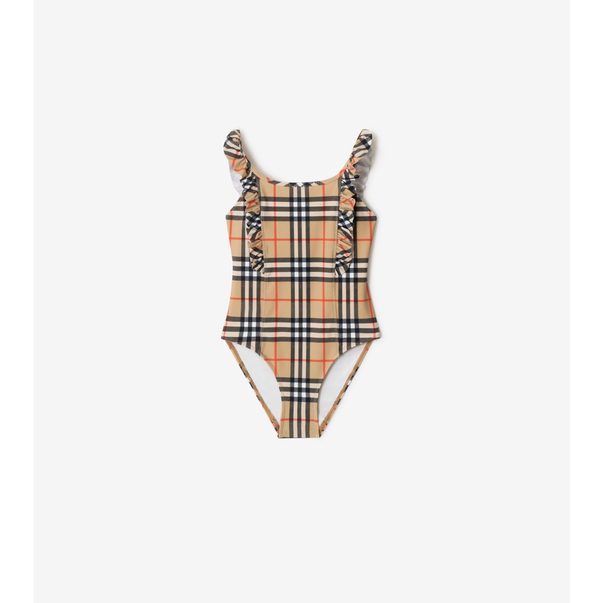  Check Ruffle Trim Swimsuit