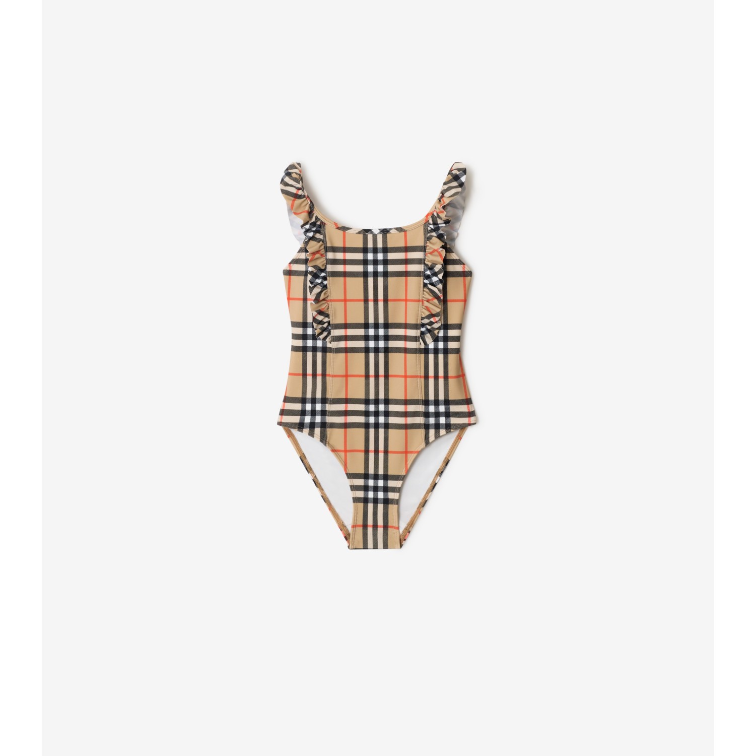 Costume da bagno con arricciature e finiture Check