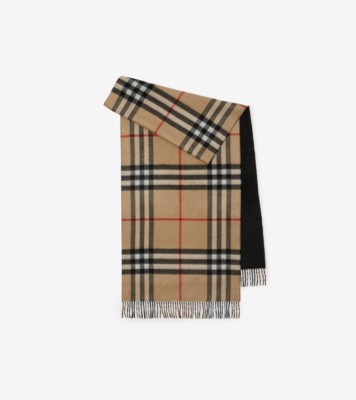 Check Cashmere Reversible Scarf in Mid grey | Burberry® Official