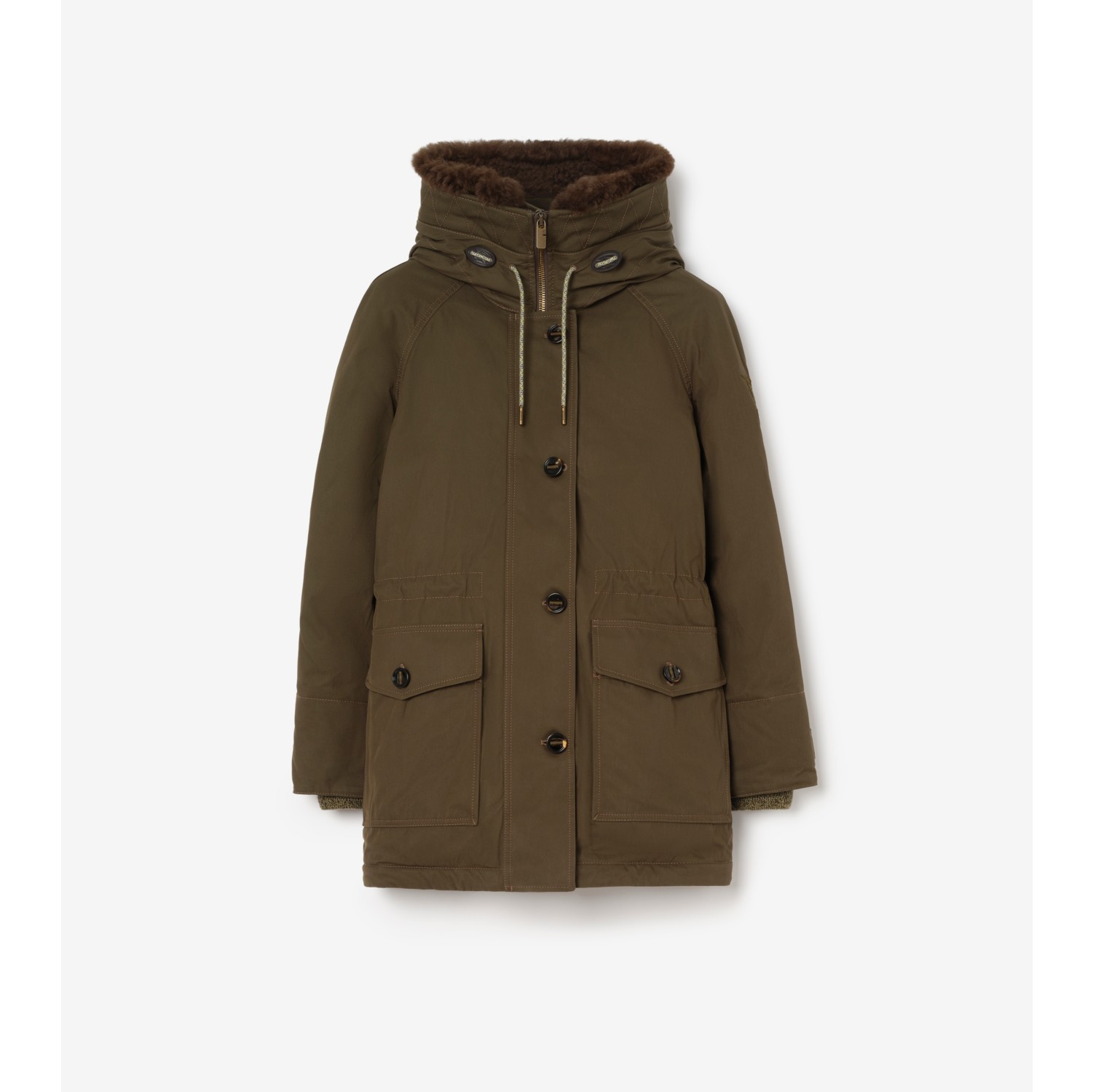 Shearling Trim Gabardine Parka