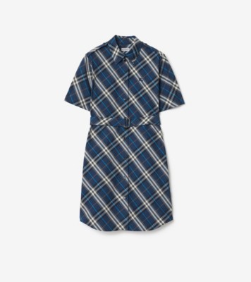 Check Cotton Shirt Dress in Pilot blue - Men | Burberry® Official