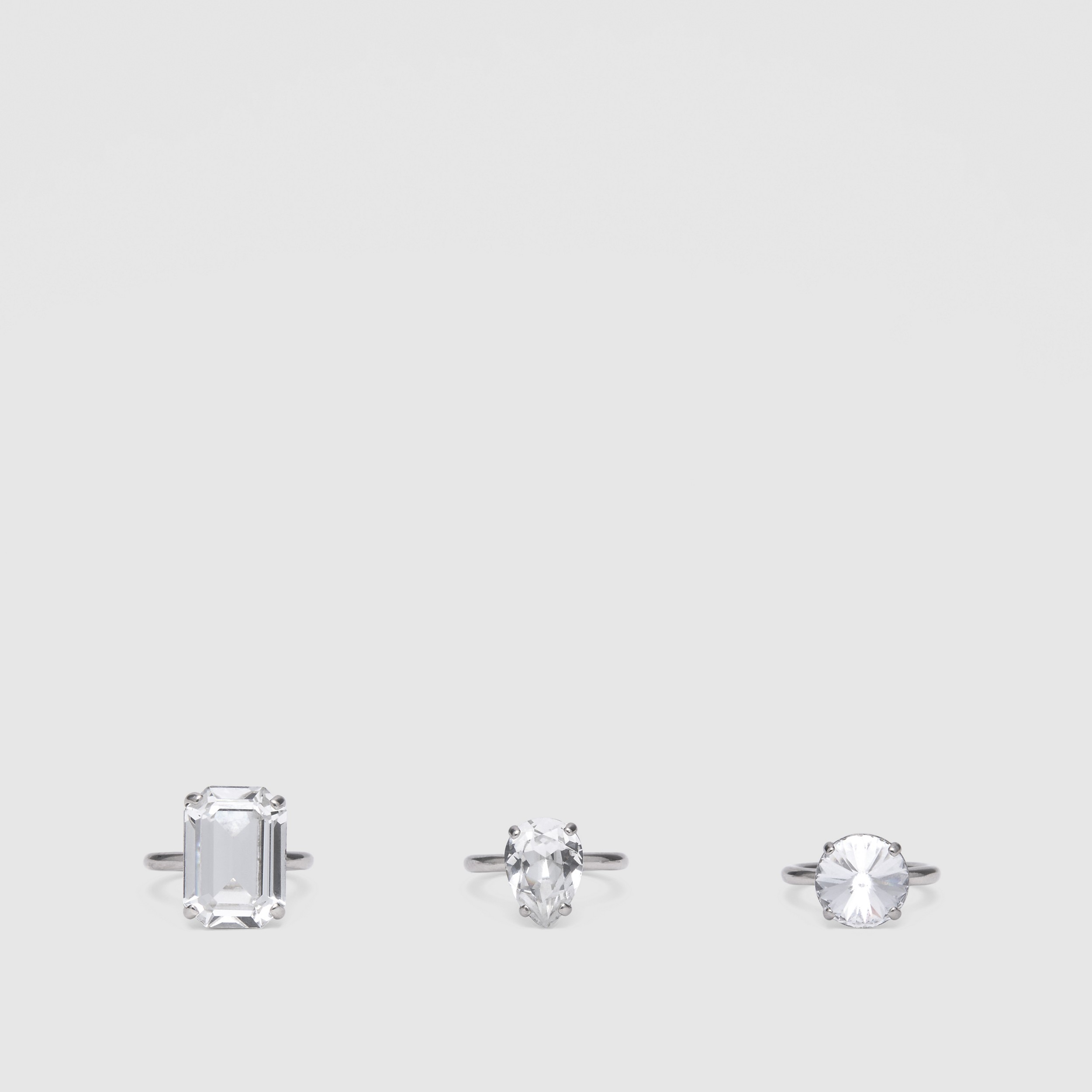 Solitaire Crystal and Palladium-plated Rings - Women | Burberry® Official - 1