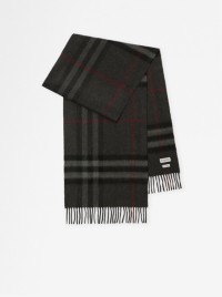 Check Cashmere Scarf in colour Charcoal