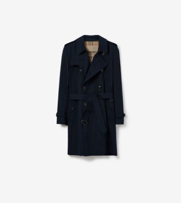 Mid length Kensington Heritage Trench Coat in Coal blue Men