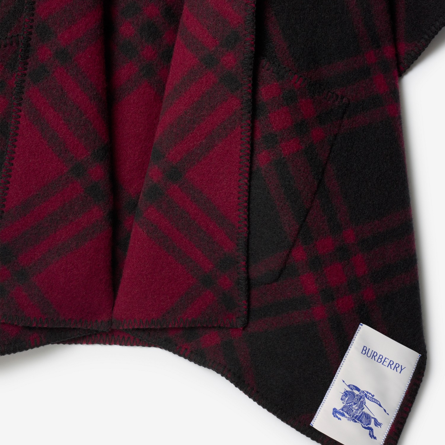 Reversible Check Wool Cape in Cranberry | Burberry® Official Reversible Check Wool Cape in Cranberry | Burberry® Official