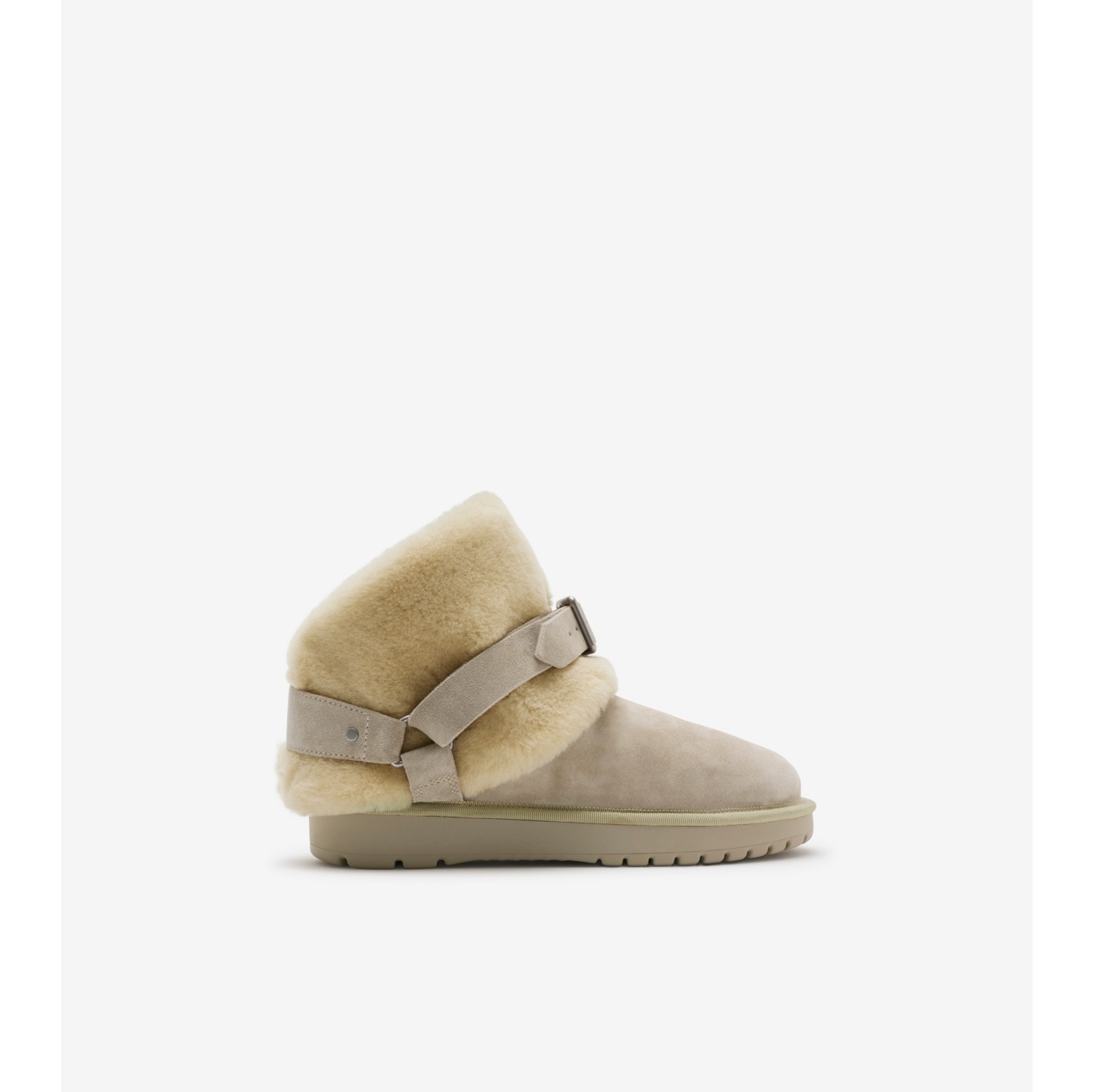 Suede and Shearling Chubby Boots in Hunter - Women | Burberry® Official