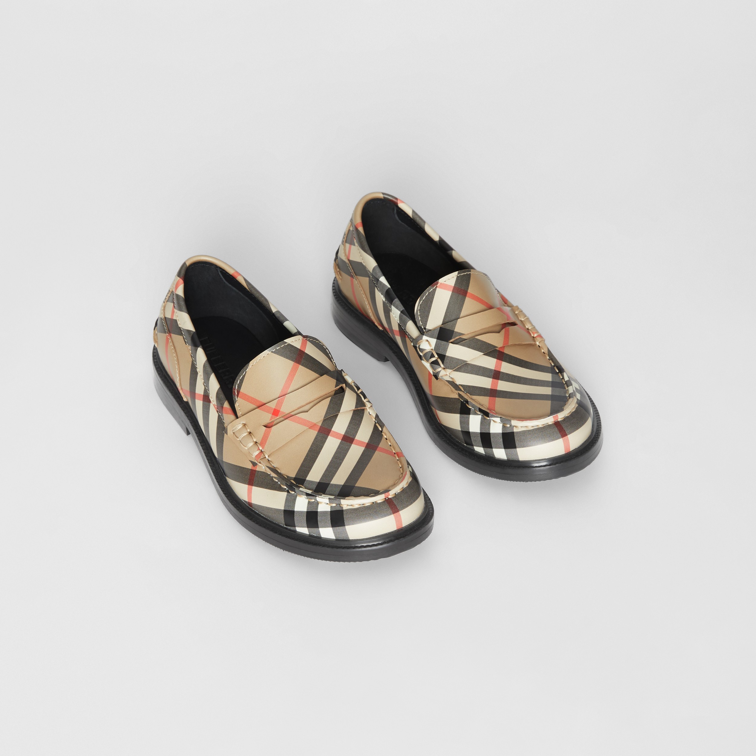 Vintage check Leather Loafers in Archive Beige - Children | Burberry ...