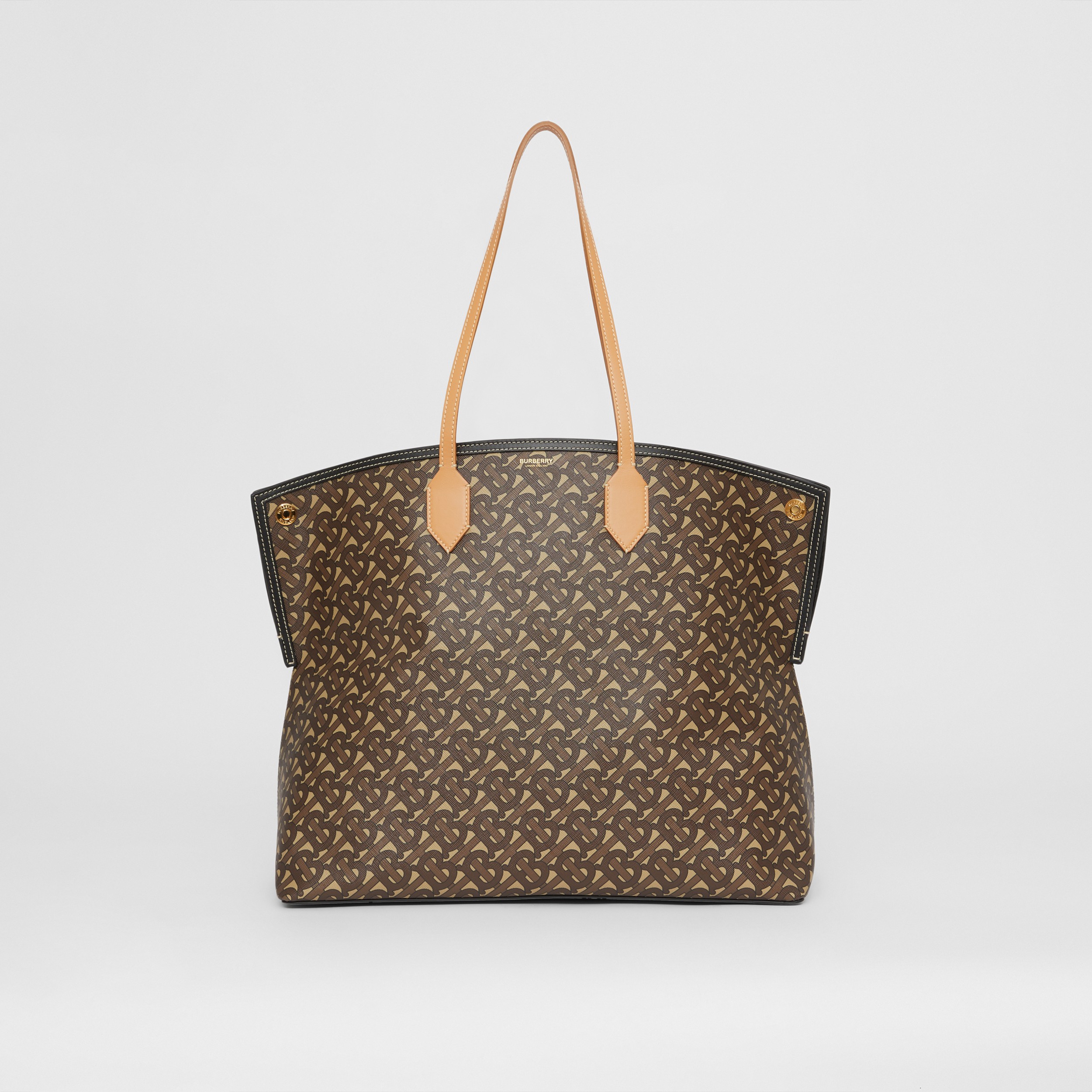 Large Monogram E-canvas Society Tote in Bridle Brown - Women | Burberry ...