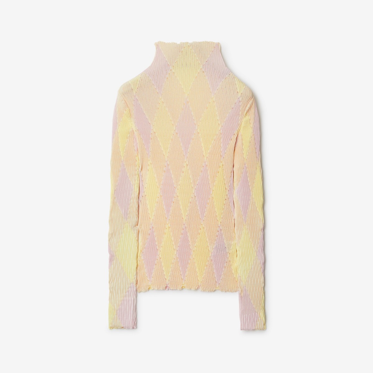 Shop Burberry Argyle Cotton Silk Sweater In Cameo