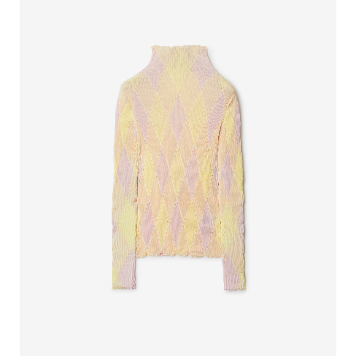 Burberry Diamond Knit Turtleneck Blouse In Cameo