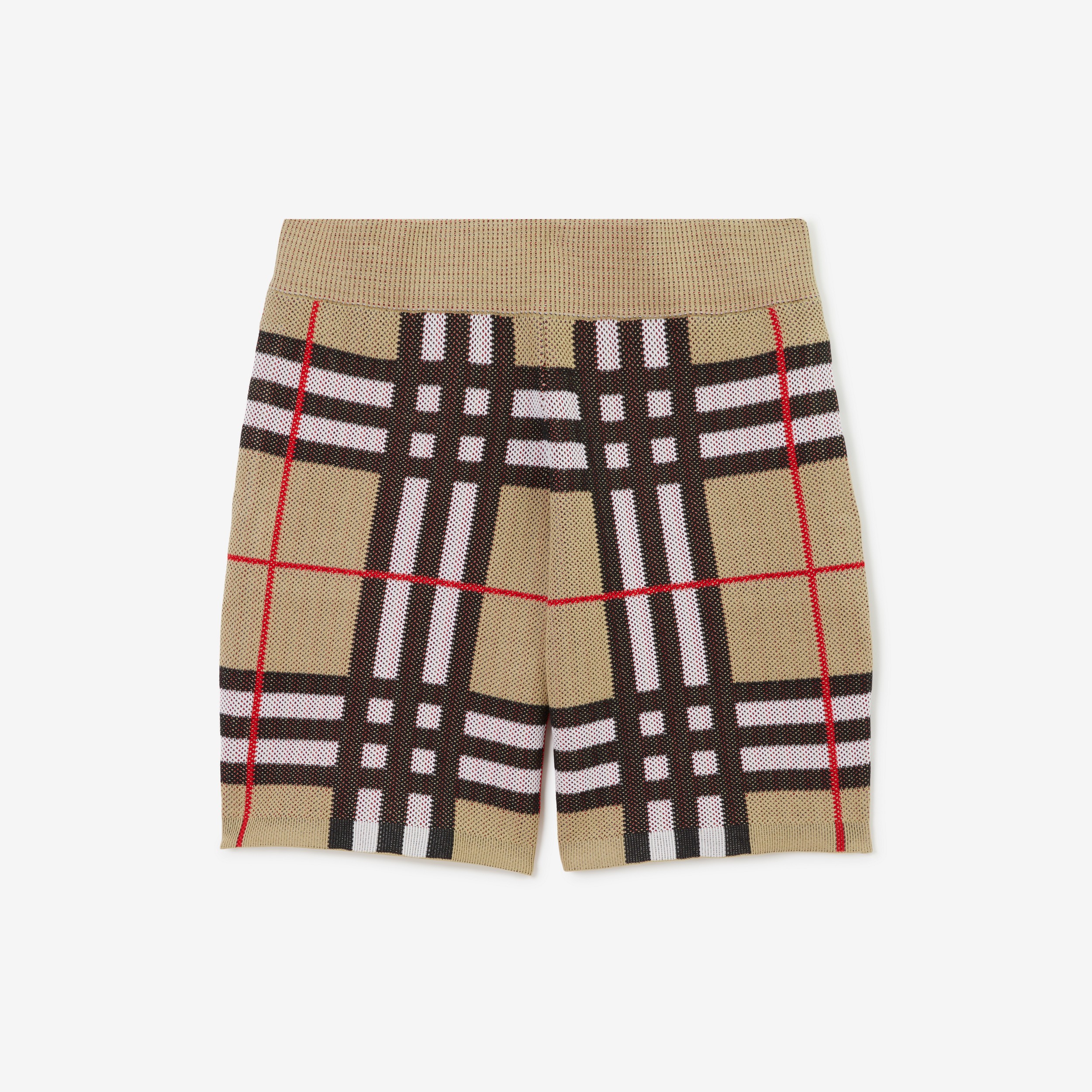 Pantalones cortos en algodón técnico Check (Beige Vintage) - Hombre | Burberry® oficial - 1