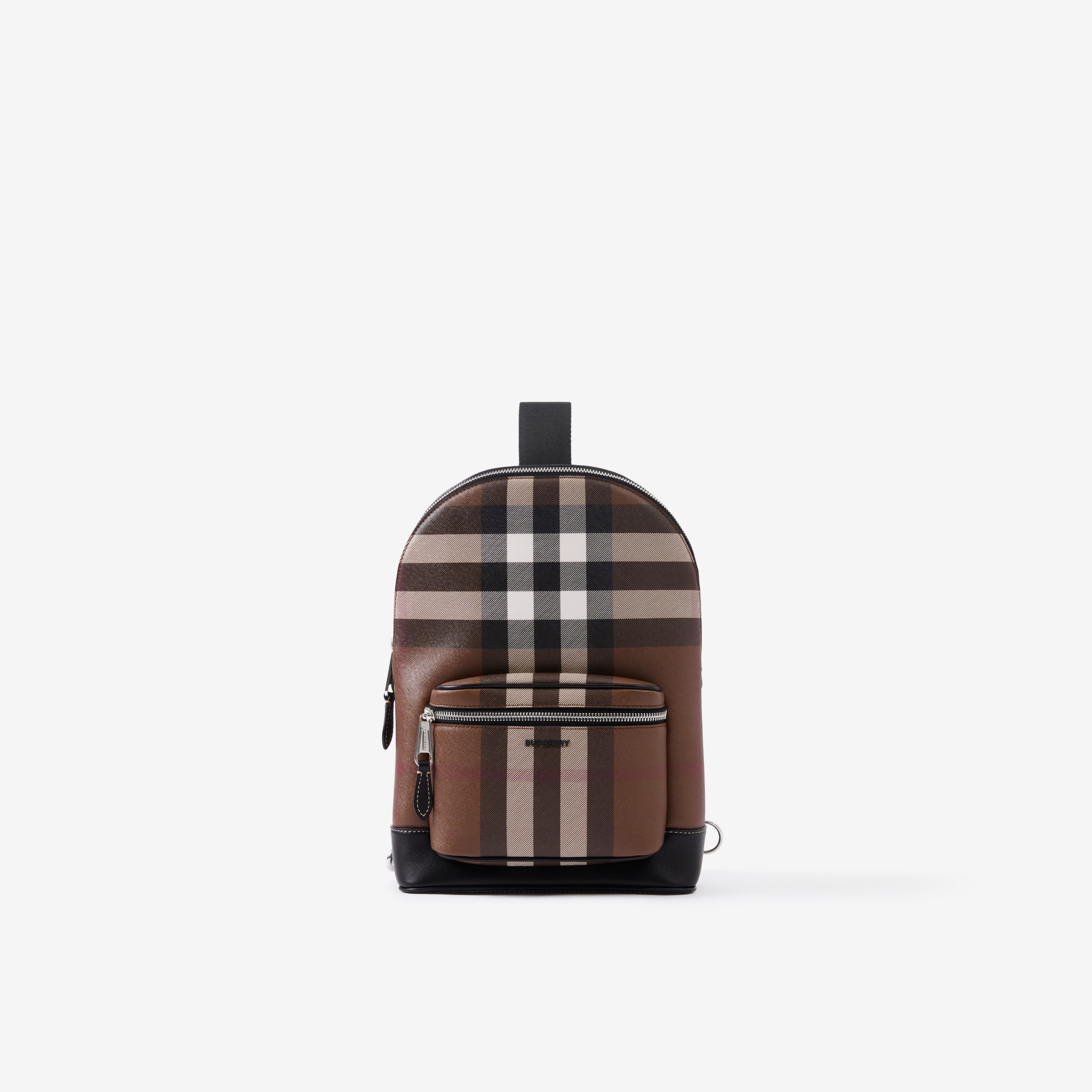 Check and Leather Crossbody Backpack in Dark Birch Brown - Men | Burberry®  Official
