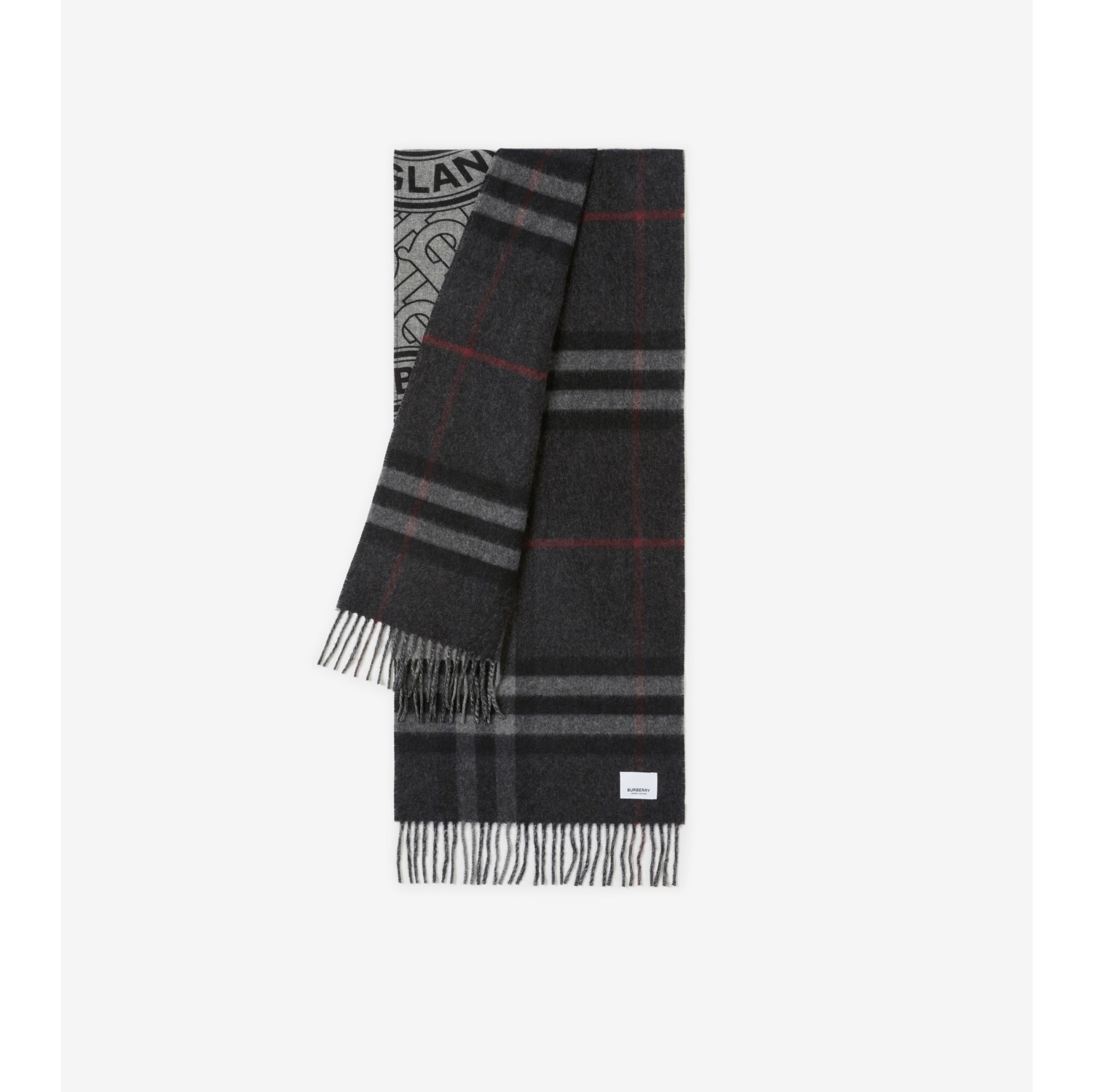Burberry Check Cashmere Reversible Scarf, Black