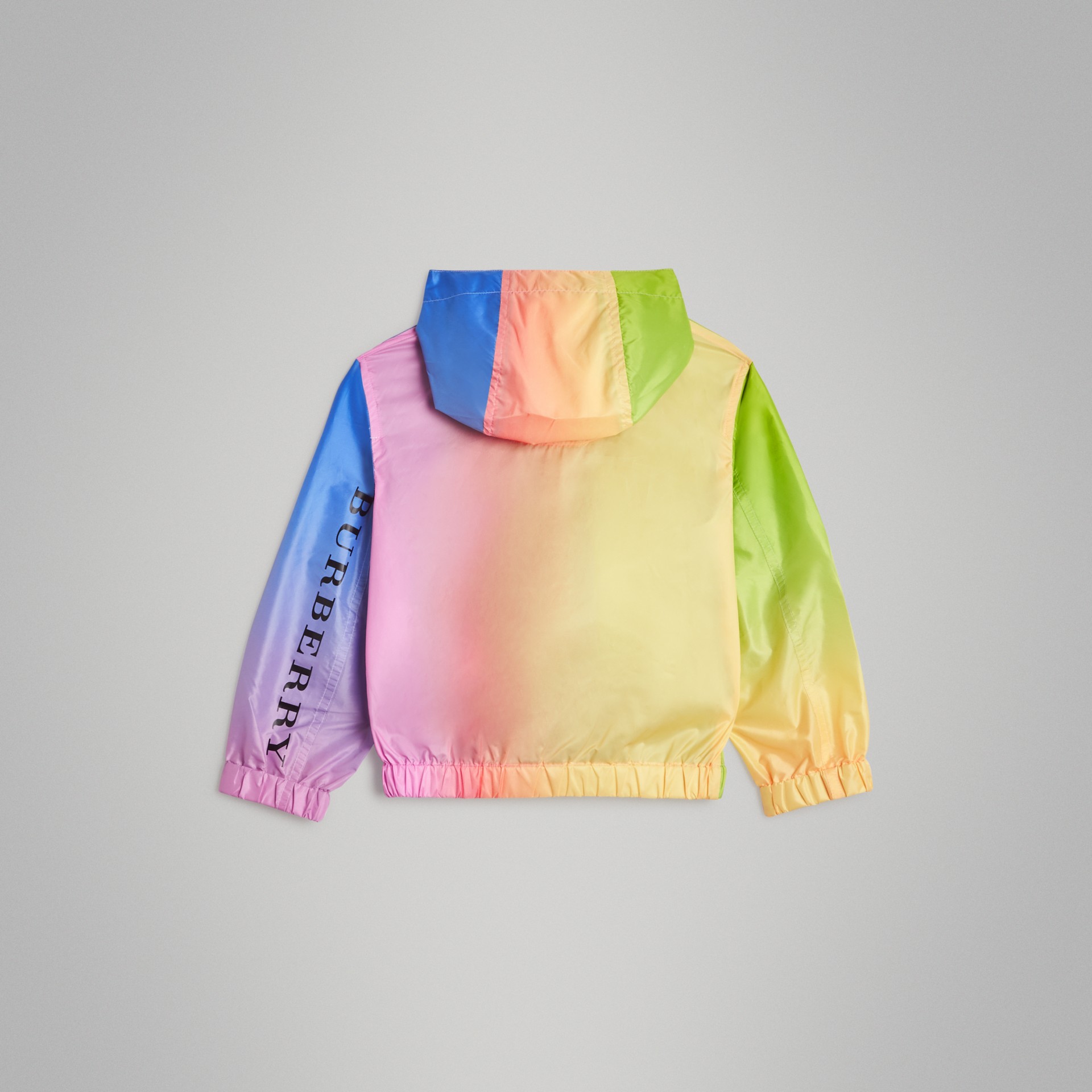 Rainbow Print Lightweight Hooded Jacket in Multicolour Burberry