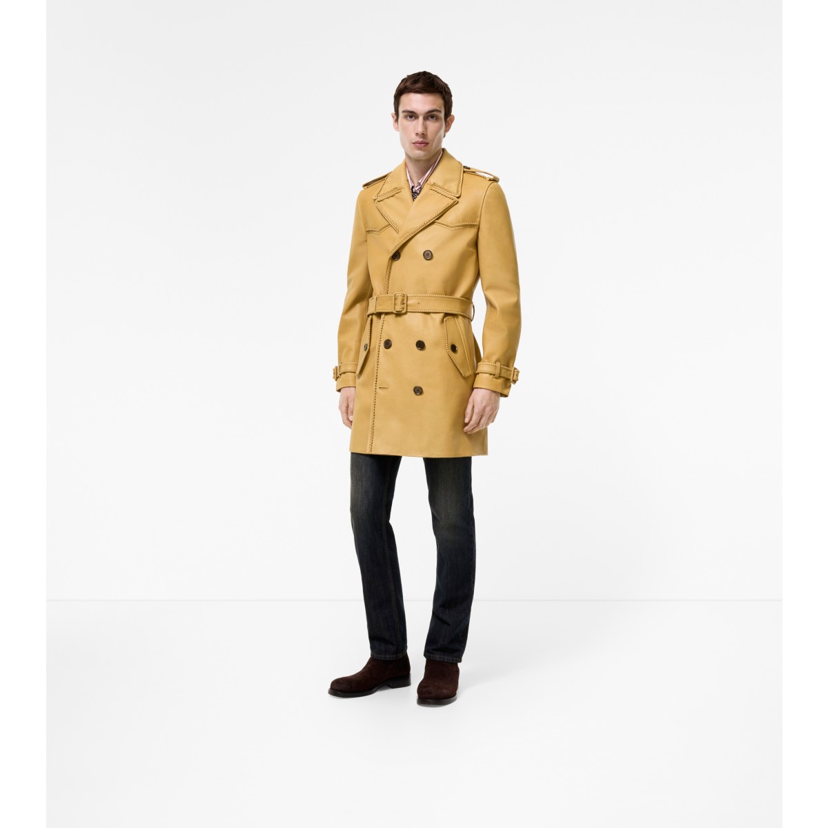  Mid-length Leather Leverton Trench Coat