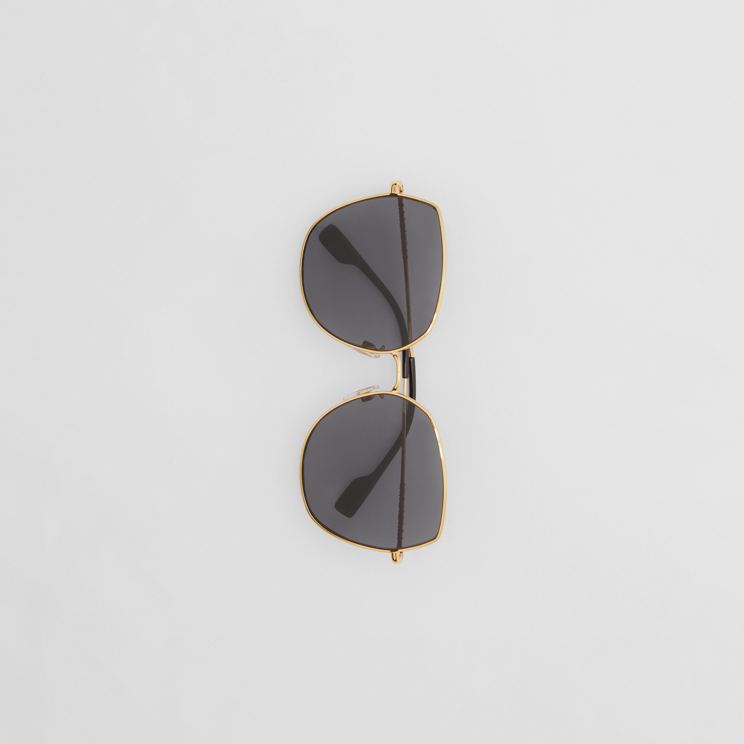 Sonnenbrille mit eckigem Gestell und Streifendetail (Helles Goldfarben) - Damen | Burberry® - 4