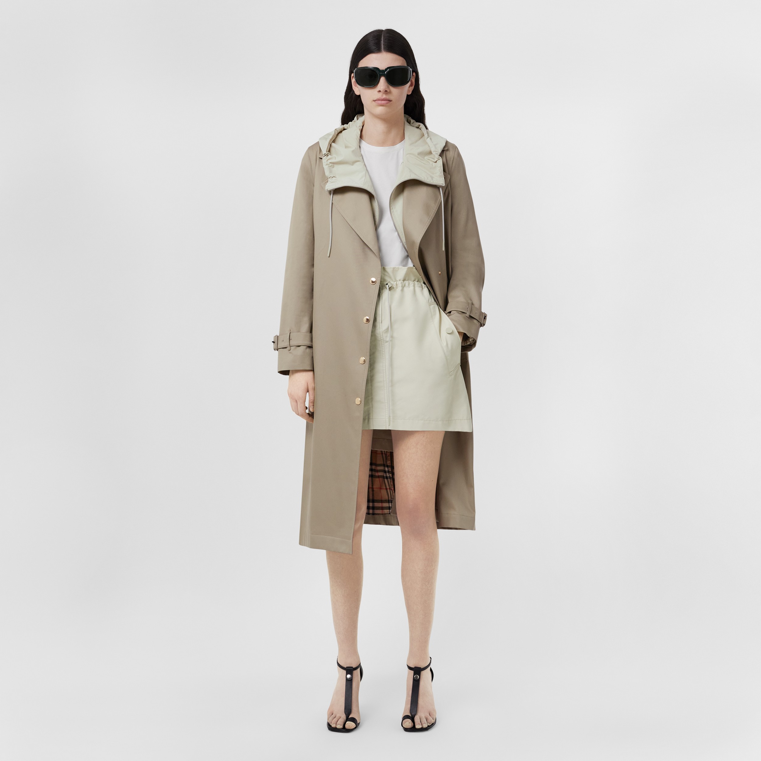 Cotton Gabardine Belted Trench Coat in Light Peat Brown - Women | Burberry® Official - 1