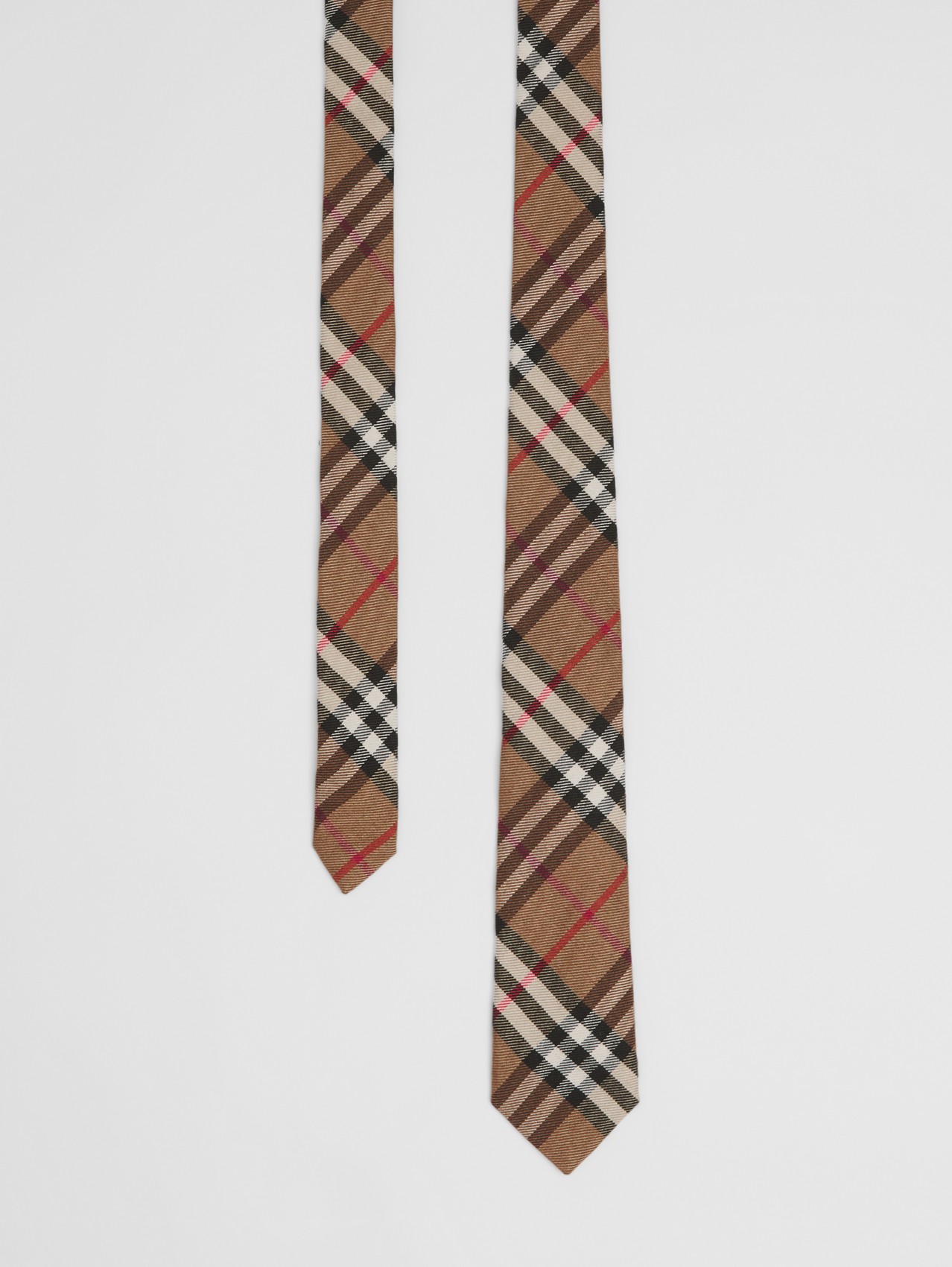 Corbata de pala clásica en cachemir y seda a cuadros (Marrón Abedul Oscuro)
