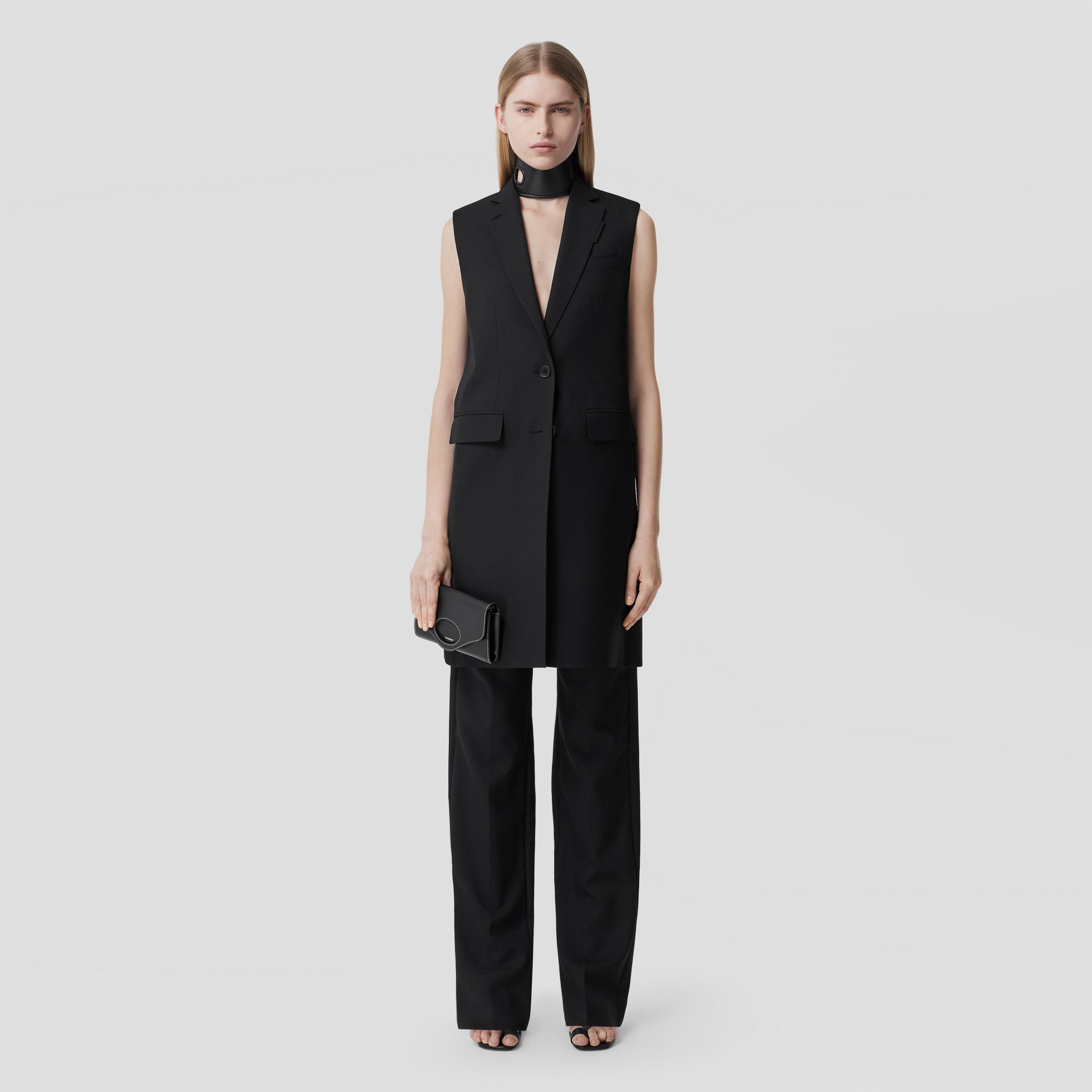 Sleeveless Wool Tailored Jacket in Black - Women | Burberry® Official - 1