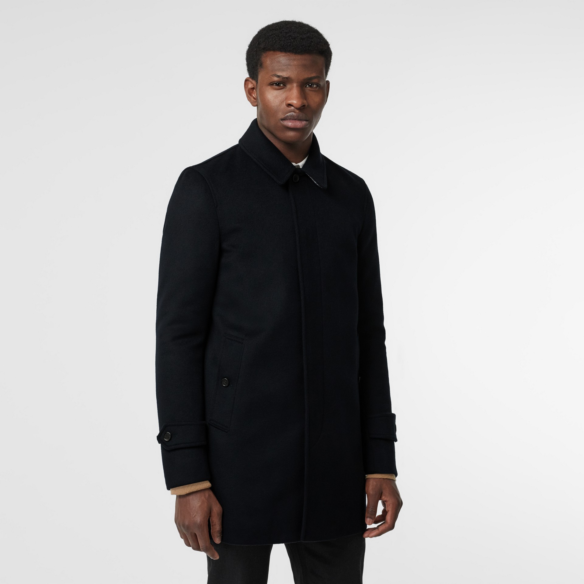 Abrigo tres cuartos en lana y cachemir (Azul Marino) - Hombre | Burberry Abrigo tres cuartos en lana y cachemir (Azul Marino) - Hombre | Burberry