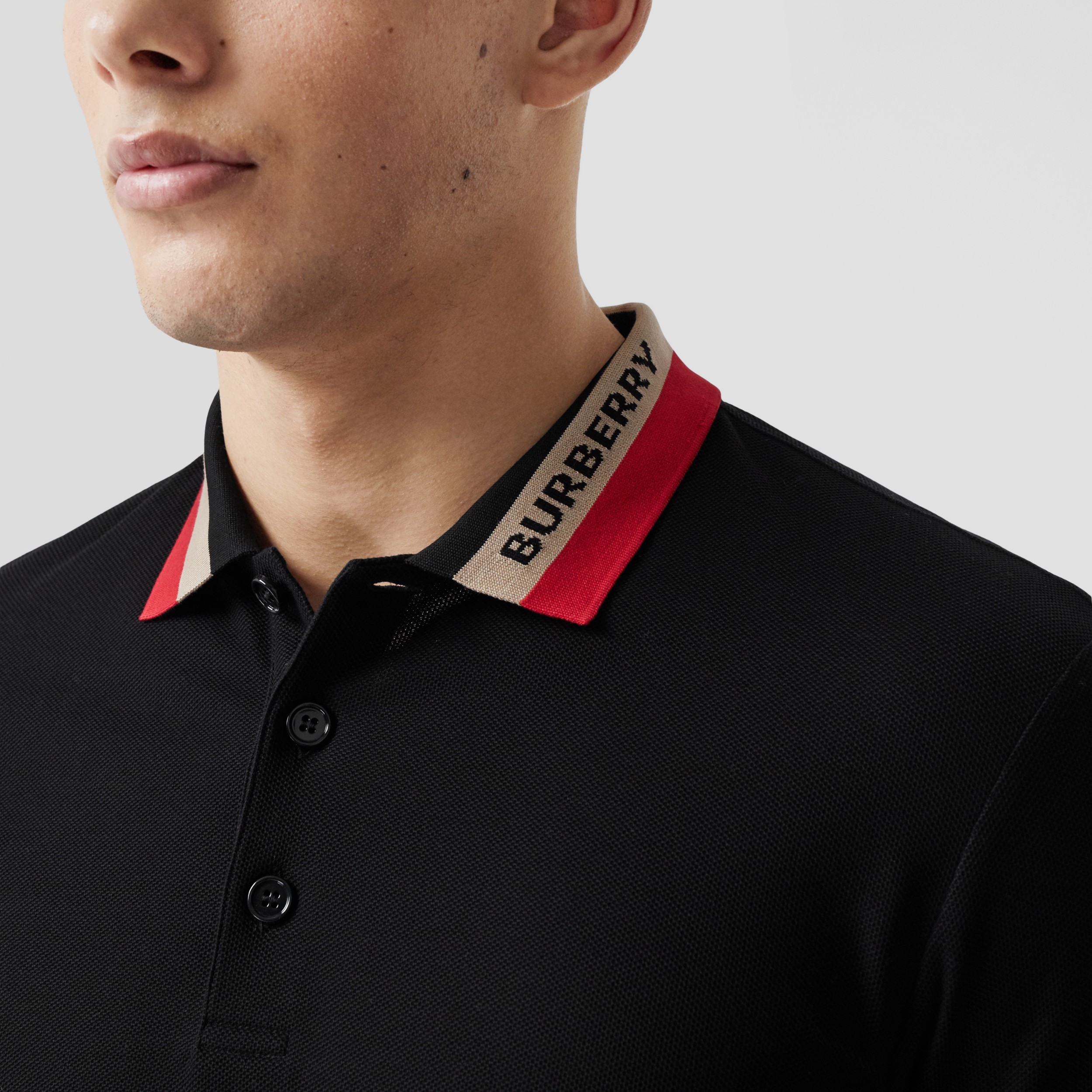 Detail Cotton Polo Shirt in Black Men | Burberry®