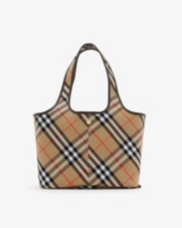 Small Check Tote in Sand