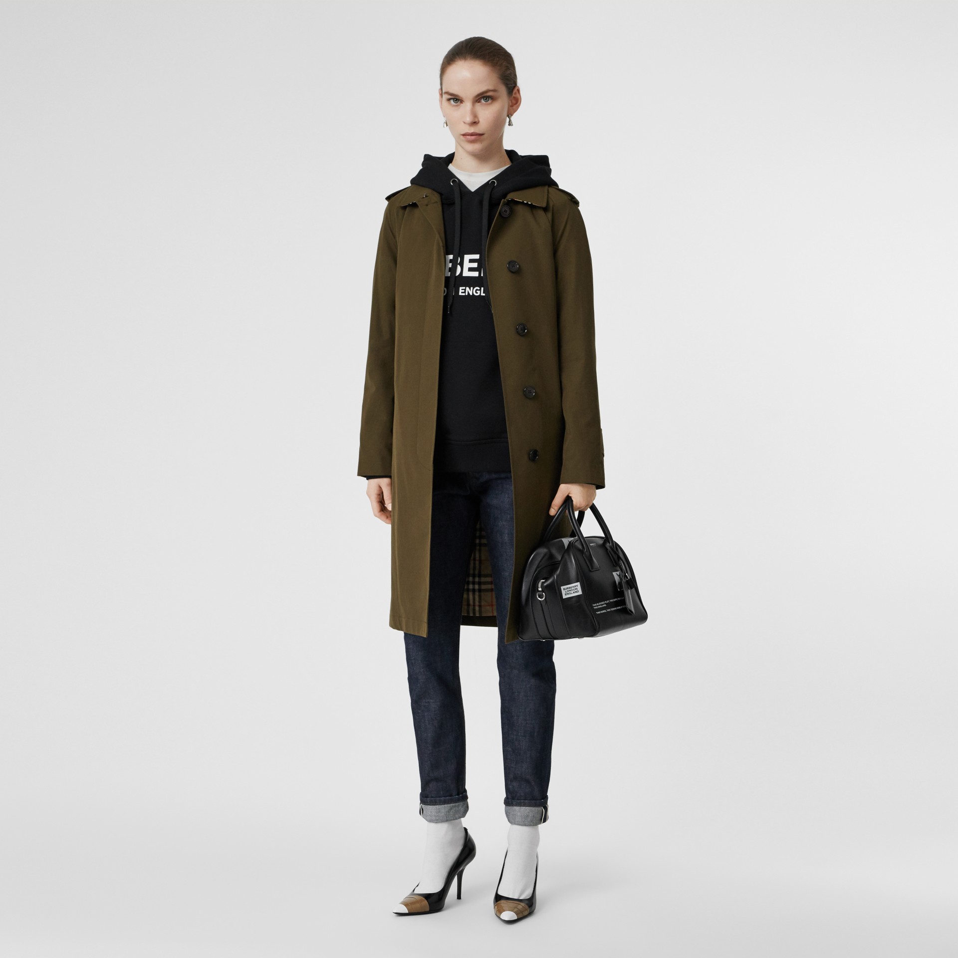 Tropical Gabardine Belted Car Coat in Black - Women | Burberry United ...