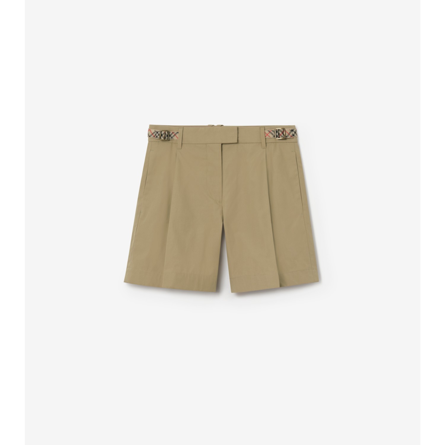 Check Trim Cotton Poplin Shorts