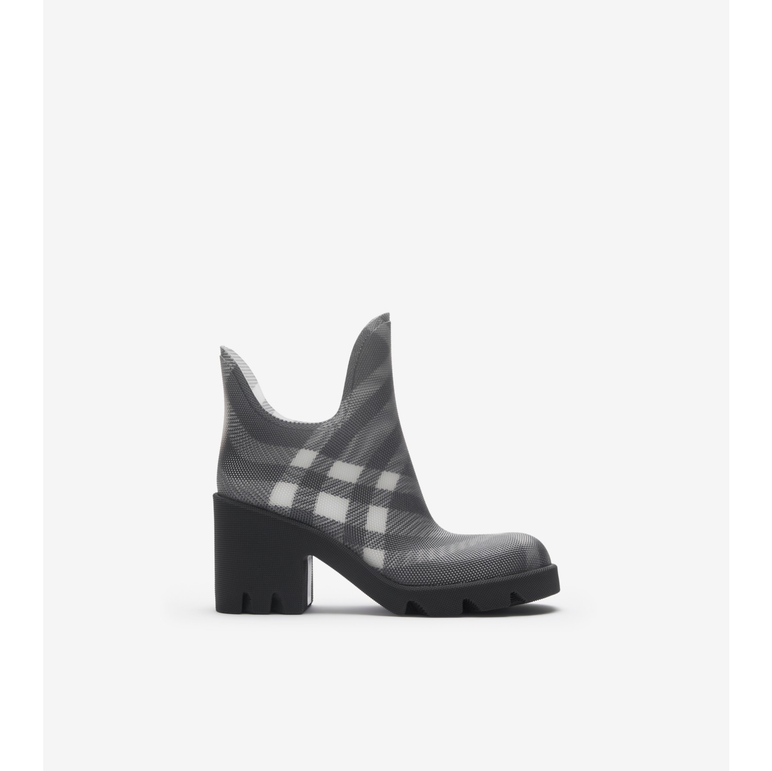 Bottines Marsh talon en caoutchouc Check Noir Femme Site officiel Burberry