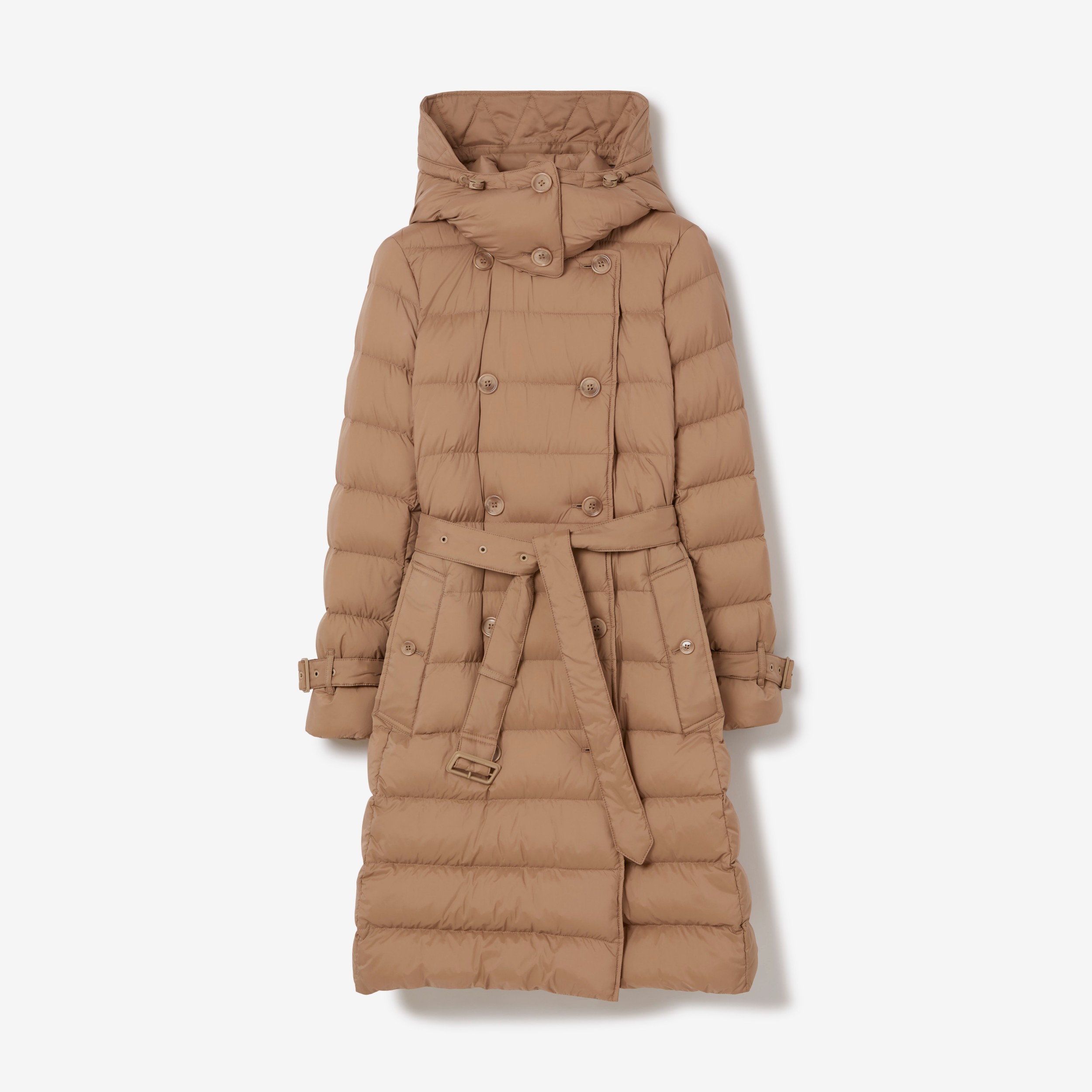 Detachable Hood Nylon Down-filled Coat in Muted Brown - Women | Burberry®  Official
