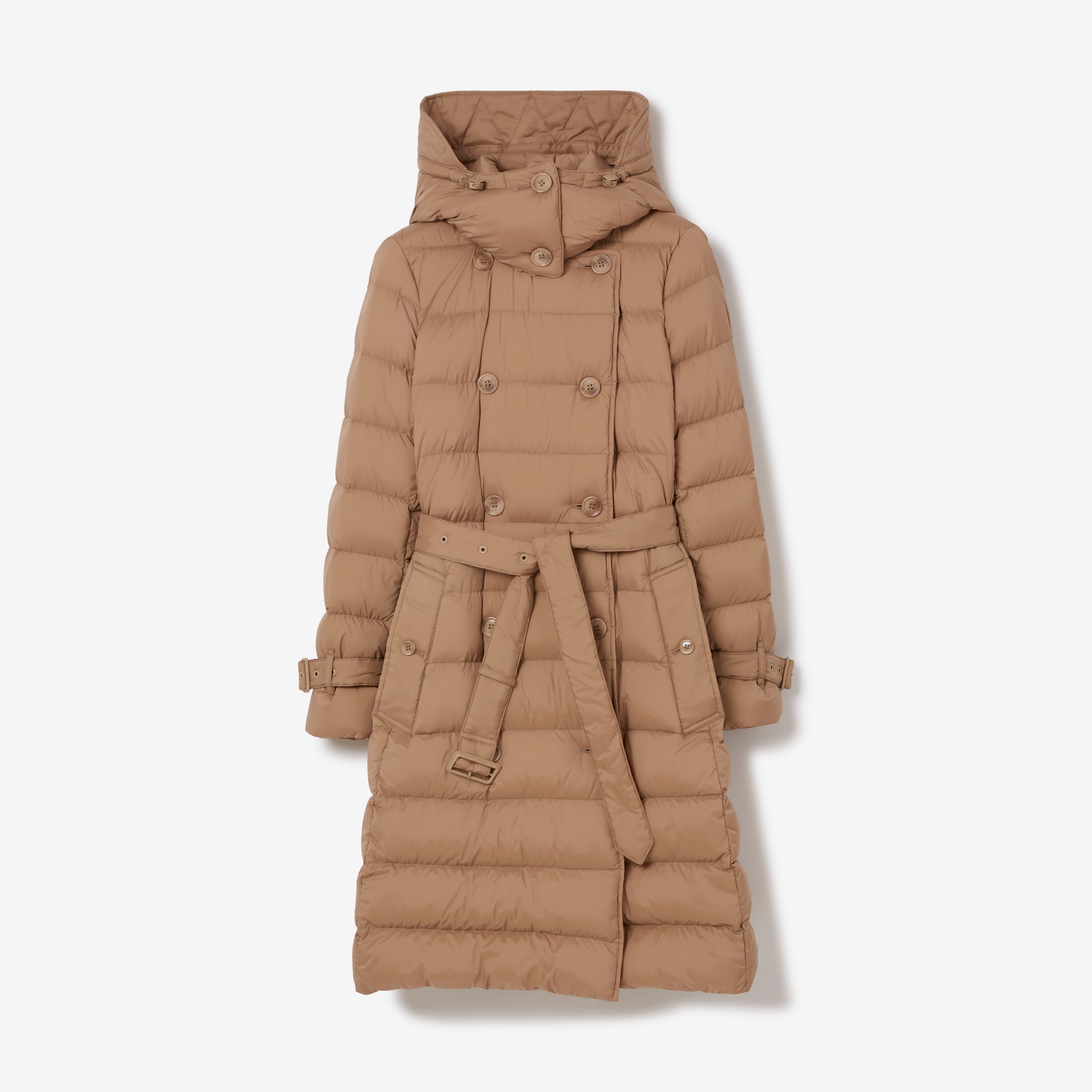 Detachable Hood Nylon Down-filled Coat in Muted Brown - Women | Burberry® Official - 1