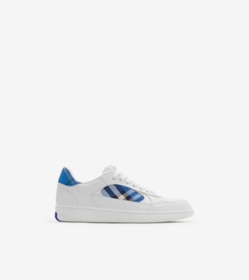 Leather and Check Terrace Sneakers​ in White/hyacinth - Men | Burberry® Official